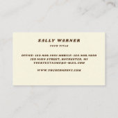 70er Vintage grün bedrückte Retro-Visitenkarte Visitenkarte (Rückseite)