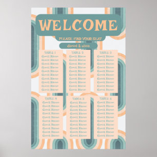 70er Vintage Rainbow-Hochzeitkarten Poster