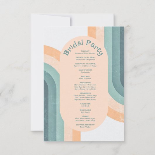 70er Vintage Rainbow-Hochzeitsprogramme (Rückseite)