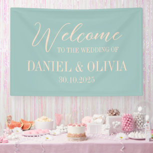 70er Vintage-Regenbogen-Hochzeit Sitzordnung Banner