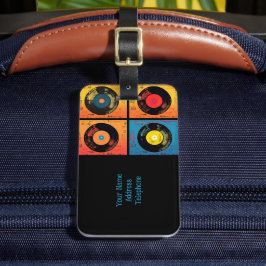 70er Vinyl Record Muster Retro Gepäckanhänger