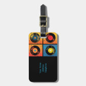 70er Vinyl Record Muster Retro Gepäckanhänger (Vorderseite vertikal)