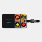 70er Vinyl Record Muster Retro Gepäckanhänger (Rückseite horizontal)