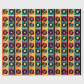 70er Vinyl Record Muster Retro Geschenkpapier (Flach)