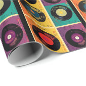 70er Vinyl Record Muster Retro Geschenkpapier (Rolleneckpunkt)