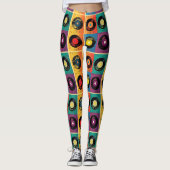 70er Vinyl Record Muster Retro Leggings (Vorderseite)