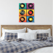 70er Vinyl Record Muster Retro Leinwanddruck (Insitu (Schlafzimmer))