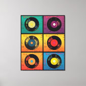 70er Vinyl Record Muster Retro Leinwanddruck (Vorderseite)