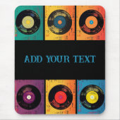 70er Vinyl Record Muster Retro Mousepad (Vorne)