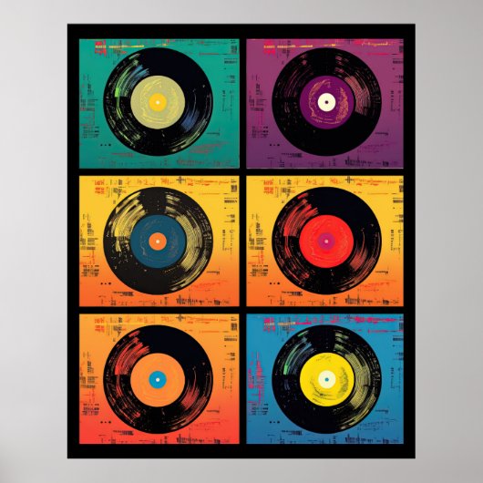 70er Vinyl Record Muster Retro Poster (Vorne)