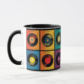 70er Vinyl Record Muster Retro Tasse (Links)