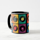 70er Vinyl Record Muster Retro Tasse (Vorderseite Links)