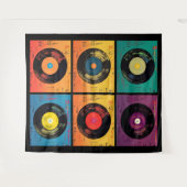 70er Vinyl Record Muster Retro Wandteppich (Vorderseite (Horizontal))