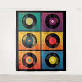 70er Vinyl Record Muster Retro Wandteppich (Vorderseite)