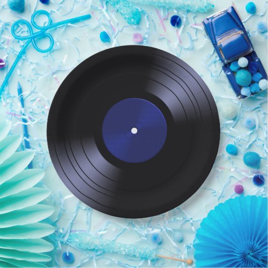 70er Vinyl Record Retro Pappteller (Party)