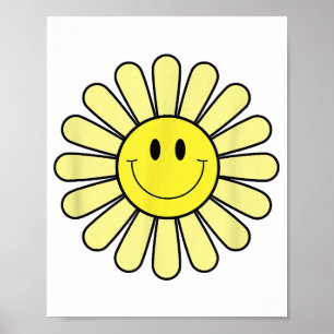70er Yellow Smile Face Blume Shirt Happy Peace Smi Poster