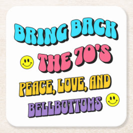 70er zurückbringen rechteckiger pappuntersetzer