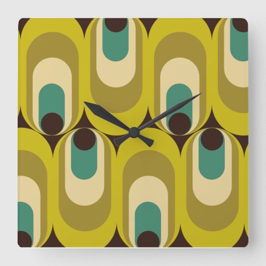 70s 60s inspired wall clock quadratische wanduhr (Vorderseite)