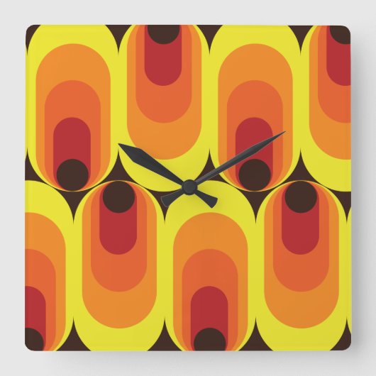 70s 60s inspired wall clock quadratische wanduhr (Vorderseite)