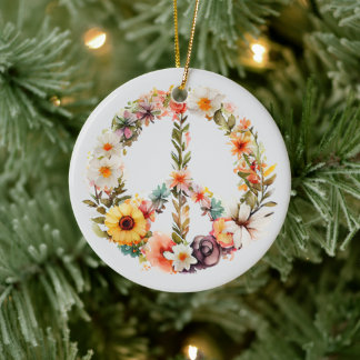 70s 60s Peace Sign Colorful Keramik Ornament