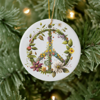 70s 60s Peace Sign Colorful Keramik Ornament