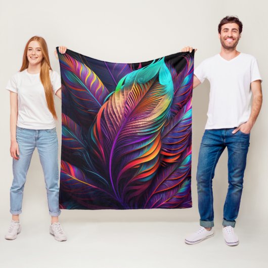 70s 60s Psychedelic Feathers Fleecedecke (Beispiel)