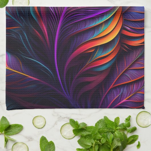 70s 60s Psychedelic Feathers  Geschirrtuch (Gefaltet)