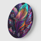 70s 60s Psychedelic Feathers Große Wanduhr (Winkel)