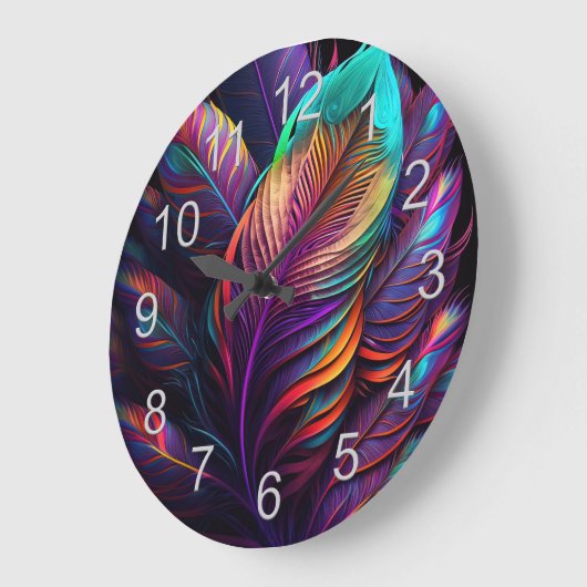 70s 60s Psychedelic Feathers  Große Wanduhr (Winkel)