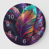 70s 60s Psychedelic Feathers Große Wanduhr (Vorderseite)