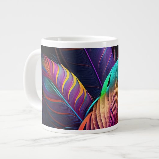 70s 60s Psychedelic Feathers Jumbo-Tasse (Vorderseite Links)