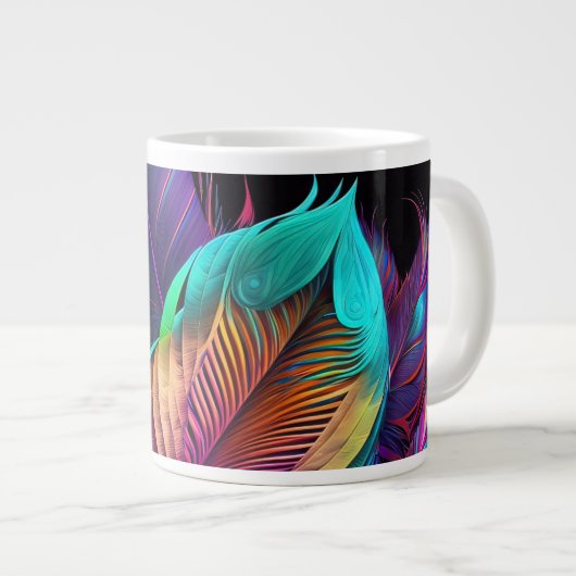 70s 60s Psychedelic Feathers  Jumbo-Tasse (Vorderseite Rechts)