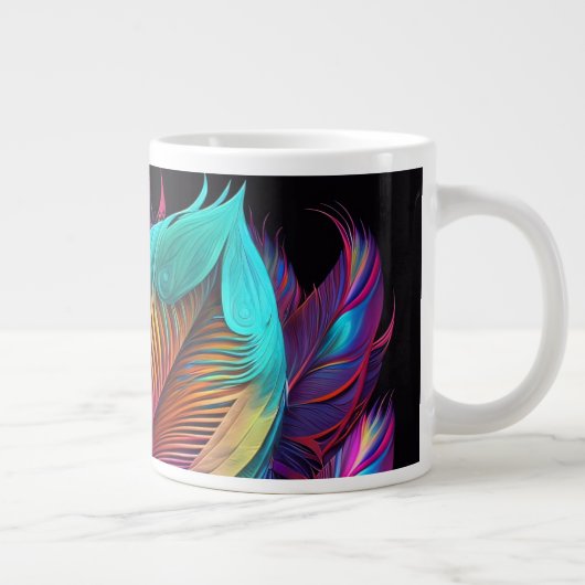 70s 60s Psychedelic Feathers  Jumbo-Tasse (Rechts)