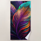 70s 60s Psychedelic Feathers Strandtuch (Vorderseite)