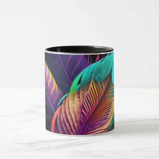 70s 60s Psychedelic Feathers  Tasse (Zentrum)