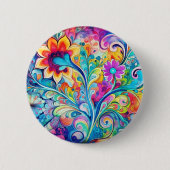 70s 60s Psychedelic Hippy Retro Hip Button (Vorderseite)