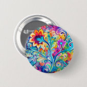 70s 60s Psychedelic Hippy Retro Hip Button (Vorne & Hinten)