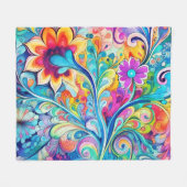 70s 60s Psychedelic Hippy Retro Hip Fleecedecke (Vorderseite (Horizontal))