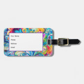 70s 60s Psychedelic Hippy Retro Hip Gepäckanhänger (Vorderseite horizontal)