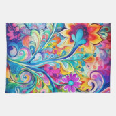 70s 60s Psychedelic Hippy Retro Hip Geschirrtuch (Horizontal)