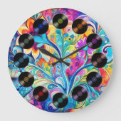 70s 60s Psychedelic Hippy Retro Hip Große Wanduhr (Vorderseite)