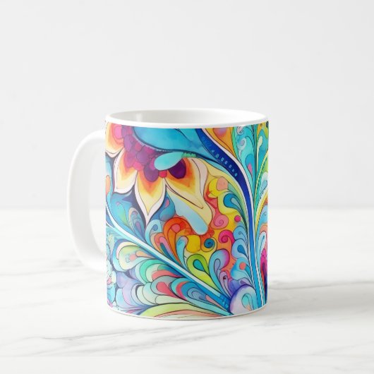 70s 60s Psychedelic Hippy Retro Hip Kaffeetasse (Vorderseite Links)