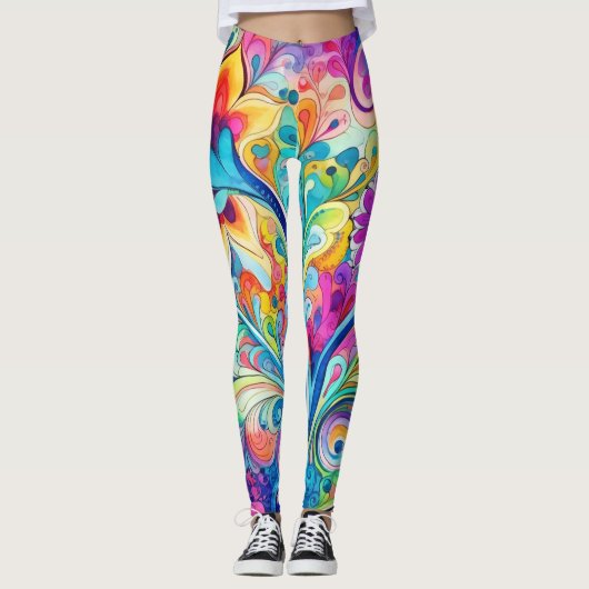 70s 60s Psychedelic Hippy Retro Hip Leggings (Vorderseite)
