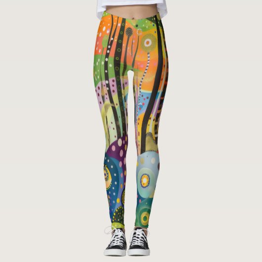70s 60s Psychedelic Hippy Retro Hip Leggings (Vorderseite)