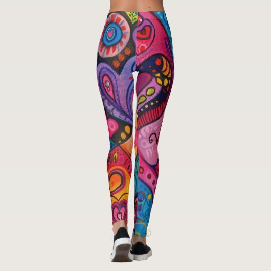 70s 60s Psychedelic Hippy Retro Hip Leggings (Rückseite)
