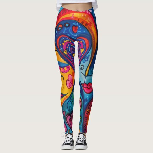 70s 60s Psychedelic Hippy Retro Hip Leggings (Vorderseite)