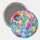 70s 60s Psychedelic Hippy Retro Hip Magnet (Vorderseite/Rückseite)