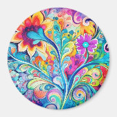 70s 60s Psychedelic Hippy Retro Hip Magnet (Vorne)