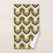 70s Bold Modern Retro Ogee Motif in Greens Badhandtuch Set (Handtuch)