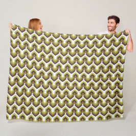 70s Bold Modern Retro Ogee Motif in Greens Fleecedecke